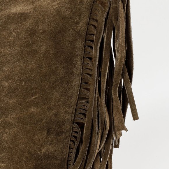 Stuart Weitzman 5050 Mane Fringe Olive Suede Leather OTK Boots - Picture 8 of 11